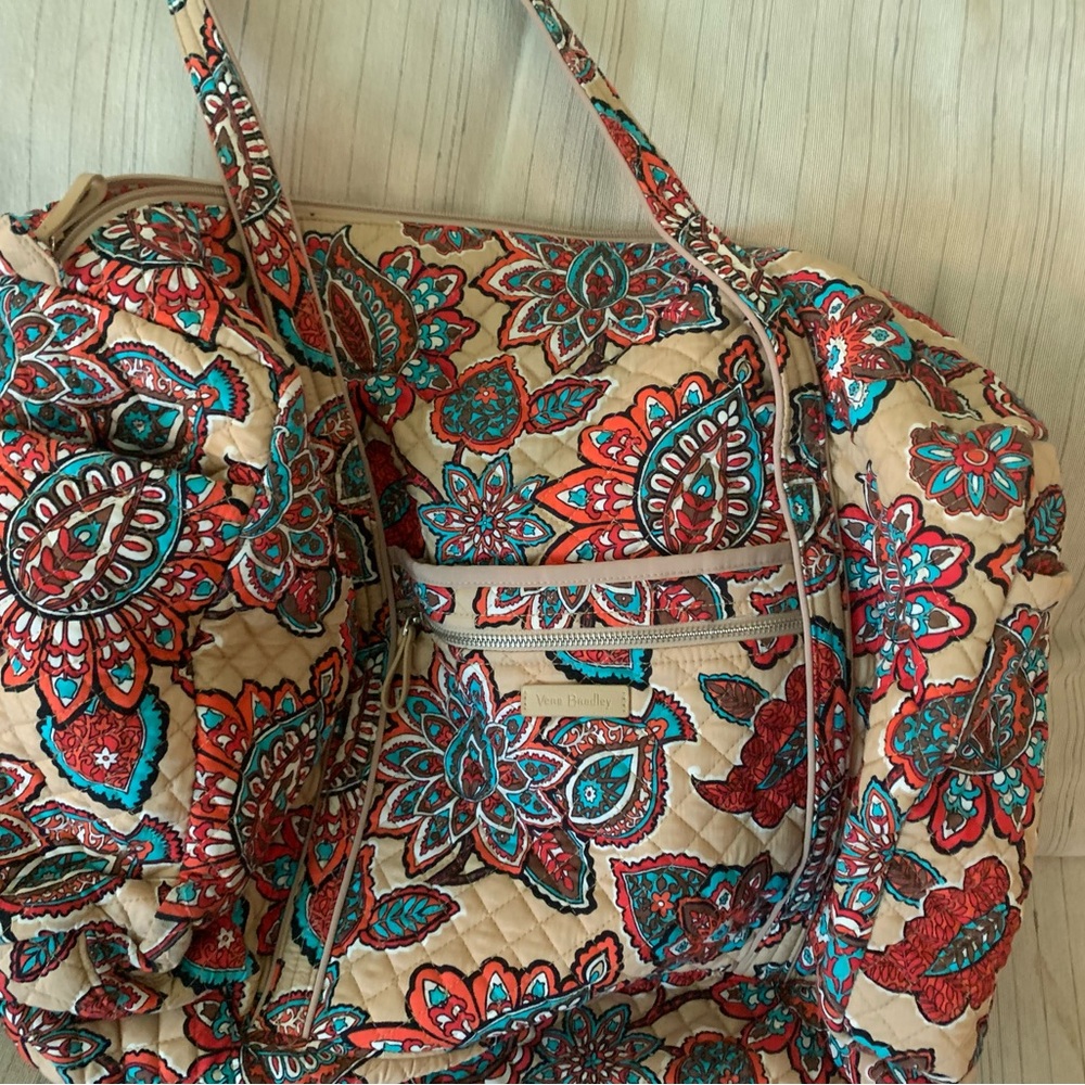 Vera Bradley Red and Green Travel Bags with Paisley Design